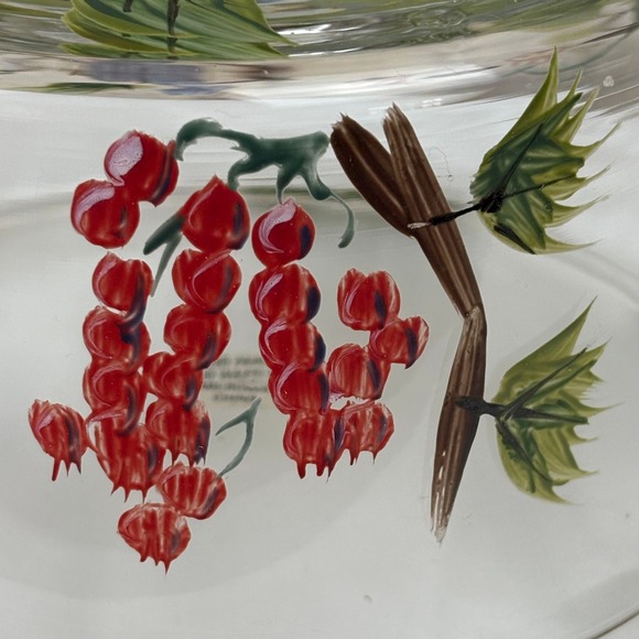 Hand-Painted Fruit Glass Cheese Dome & Plate • Cottage Garden Serveware - Picture 7 of 11